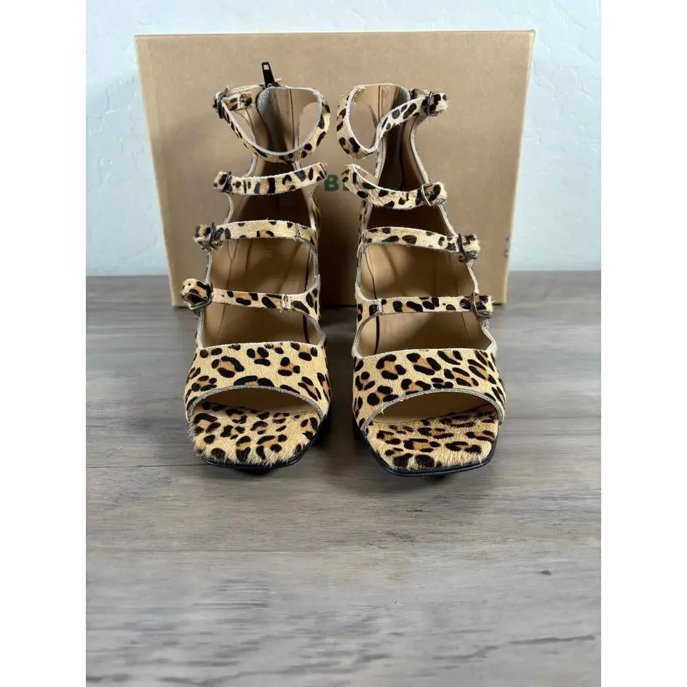 All Black Quad Strap Heel Leopard‎ Women's Size EU 39 NEW